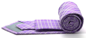 Mens Dads Classic Purple Striped Pattern Business Casual Necktie & Hanky Set RO-1 - Ferrecci USA 