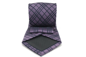 Mens Dads Classic Navy Striped Pattern Business Casual Necktie & Hanky Set RO-7 - Ferrecci USA 