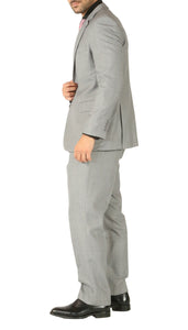 Rod Premium Light Grey Wool 2 Piece Suit Stain Resistant Traveler Suit - w 2 Pairs of Pants - Ferrecci USA 
