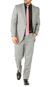 Rod Premium Light Grey Wool 2 Piece Suit Stain Resistant Traveler Suit - w 2 Pairs of Pants - Ferrecci USA 
