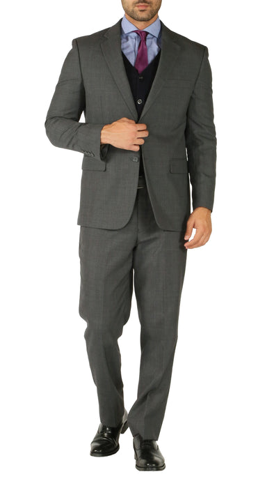 Rod Premium Grey Wool 2pc Stain Resistant Traveler Suit - w 2 Pairs of Pants - Ferrecci USA 