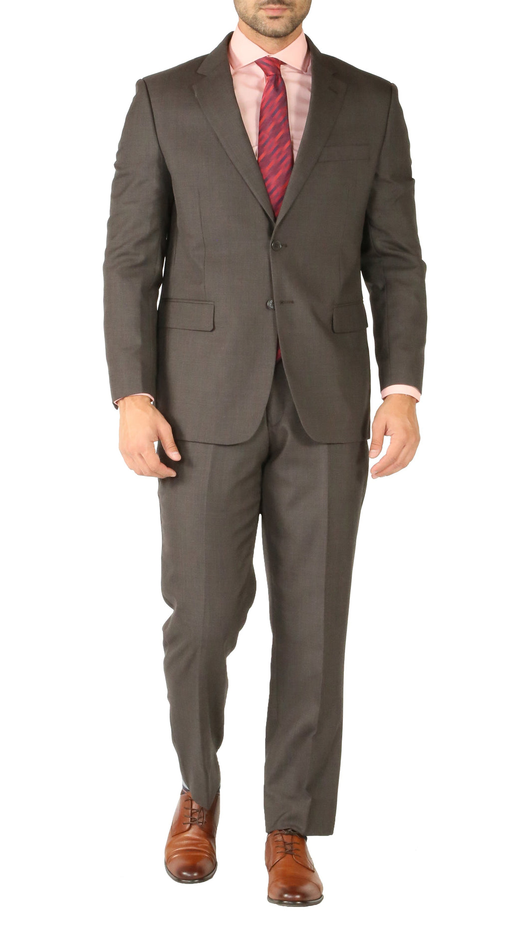 Rod Premium Taupe Wool 2pc Stain Resistant Traveler Suit - w 2 Pairs of Pants - Ferrecci USA 