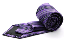 Load image into Gallery viewer, Mens Dads Classic Purple Striped Pattern Business Casual Necktie &amp; Hanky Set S-7 - Ferrecci USA 
