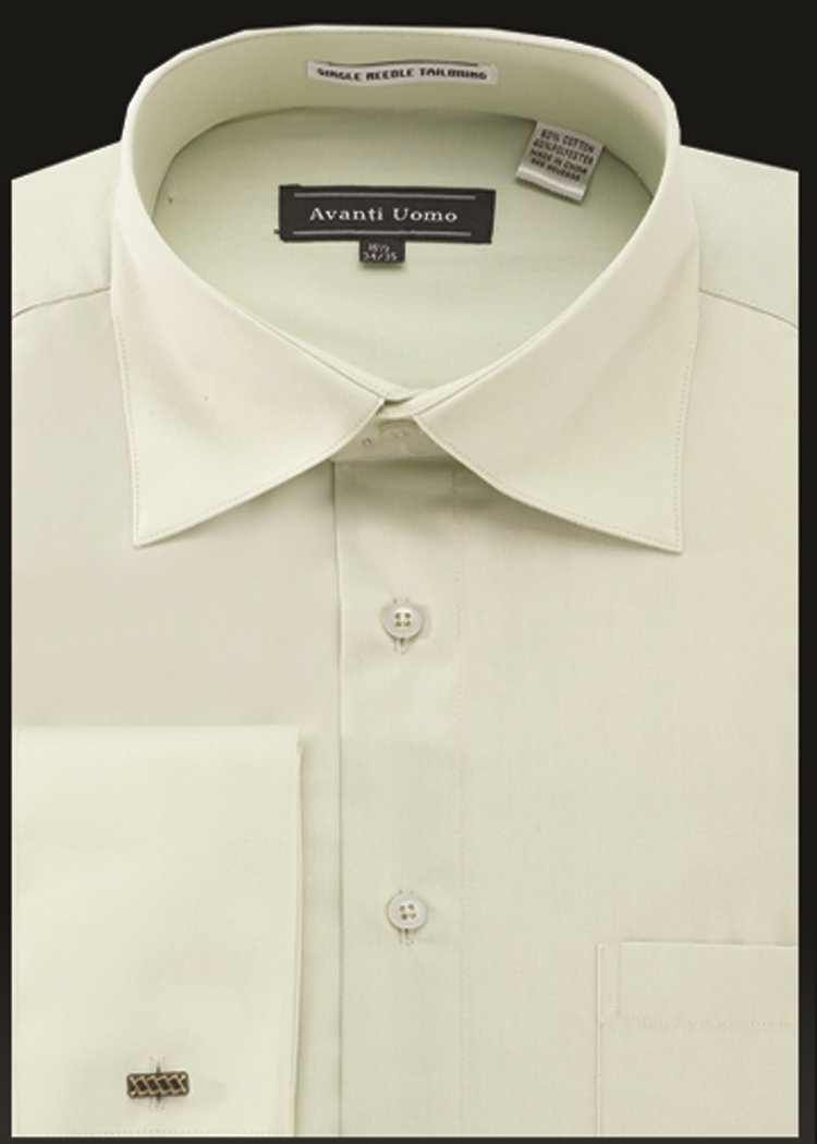 Men's French Cuff Dress Shirt Spread Collar- Color Sage