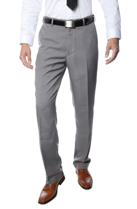 Premium Mens MPR101 Grey Regular Fit Pants - Ferrecci USA 