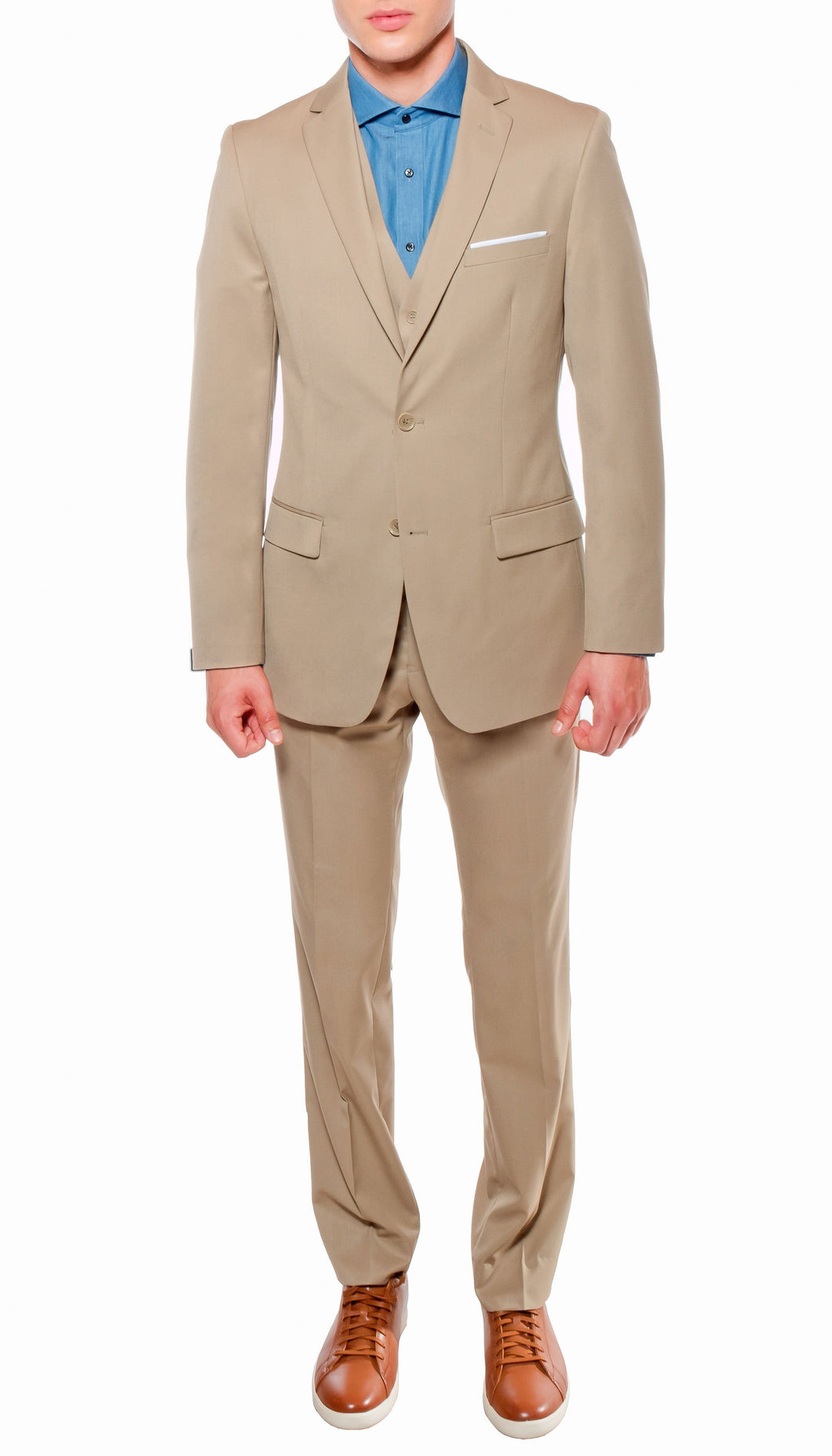 Ferrecci Mens Savannah Tan Slim Fit 3 Piece Suit - Ferrecci USA 