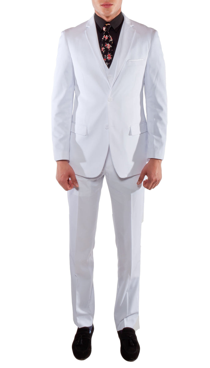 Slim Fit White Suits With Vest | Suit Studio