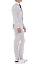 Load image into Gallery viewer, Premium Comfort Cotton Slim Fit Tan Seersucker 2 Piece Suit - Ferrecci USA 
