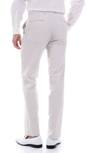 Premium Comfort Cotton Slim Fit Tan Seersucker 2 Piece Suit - Ferrecci USA 
