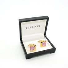 Load image into Gallery viewer, Goldtone U Pink Shell Cuff Links With Jewelry Box - Ferrecci USA 
