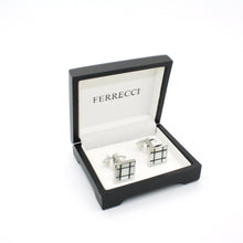 Load image into Gallery viewer, Silvertone White Shell Cuff Links With Jewelry Box - Ferrecci USA 
