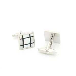 Silvertone White Shell Cuff Links With Jewelry Box - Ferrecci USA 