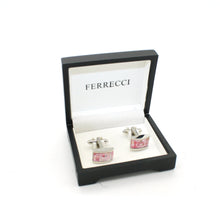 Load image into Gallery viewer, Silvertone Pink Rectangle Shell Cuff Links With Jewelry Box - Ferrecci USA 
