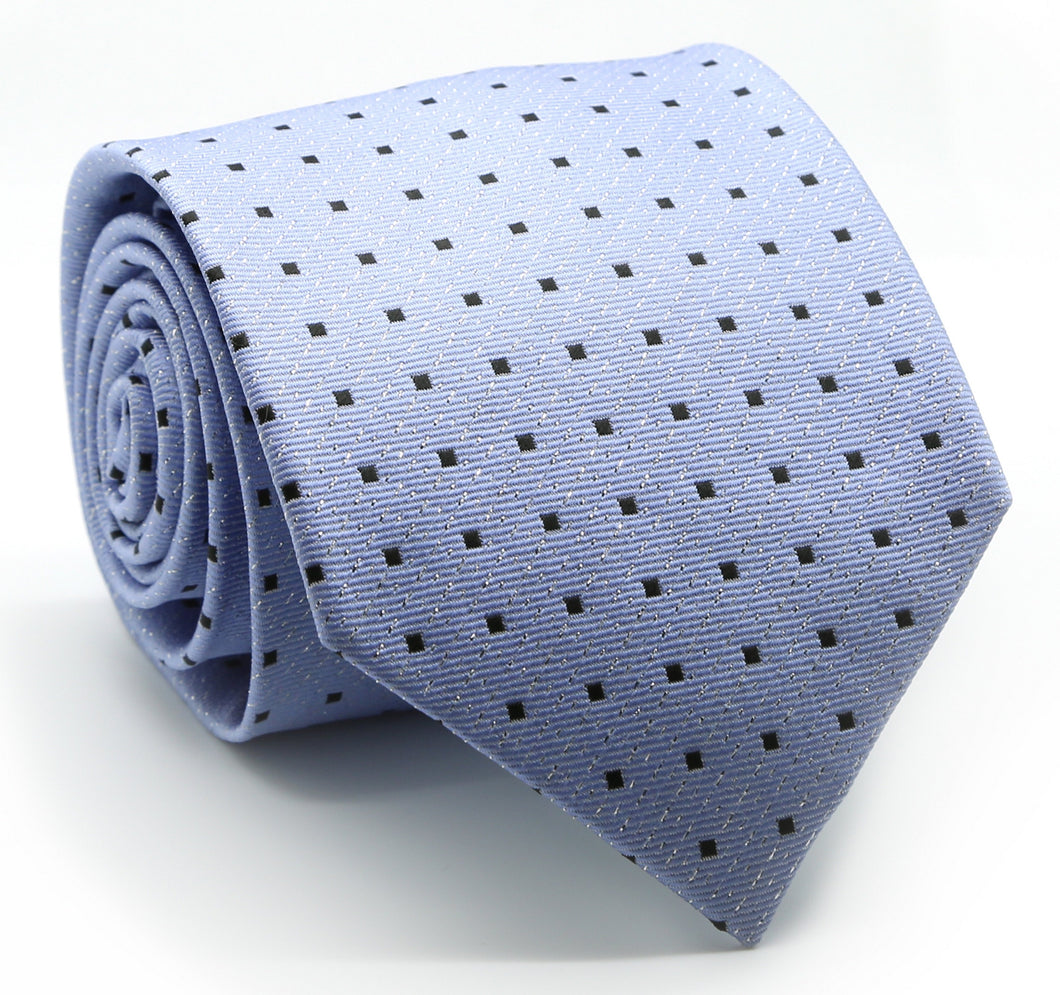 Mens Dads Classic Blue Square Pattern Business Casual Necktie & Hanky Set SO-8 - Ferrecci USA 