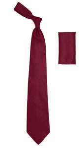 Burgundy Satin Men's Regular Fit Shirt, Tie & Hanky Set - Ferrecci USA 