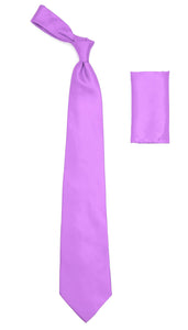 Lavender Satin Men's Regular Fit French Cuff Shirt, Tie & Hanky Set - Ferrecci USA 