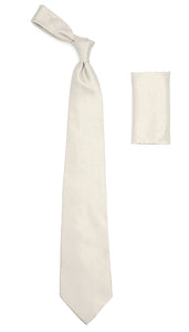Off White Satin Men's Regular Fit Shirt, Tie & Hanky Set - Ferrecci USA 