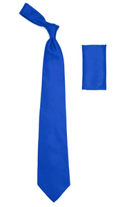 Royal Blue Satin Men's Regular Fit Shirt, Tie & Hanky Set - Ferrecci USA 