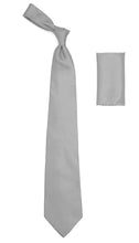 Load image into Gallery viewer, Silver Satin Men&#39;s Regular Fit Shirt, Tie &amp; Hanky Set - Ferrecci USA 

