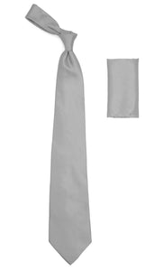 Silver Satin Men's Regular Fit Shirt, Tie & Hanky Set - Ferrecci USA 