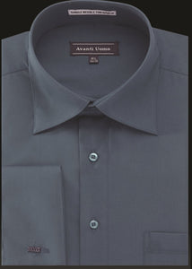 Men's French Cuff Dress Shirt Spread Collar- Steel Blue