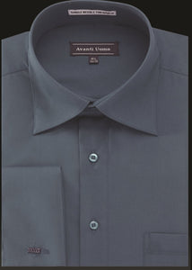 Men's French Cuff Dress Shirt Spread Collar- Steel Blue Suit Studio Men's French Cuff Dress Shirt Spread Collar- Steel Blue Suit Studio