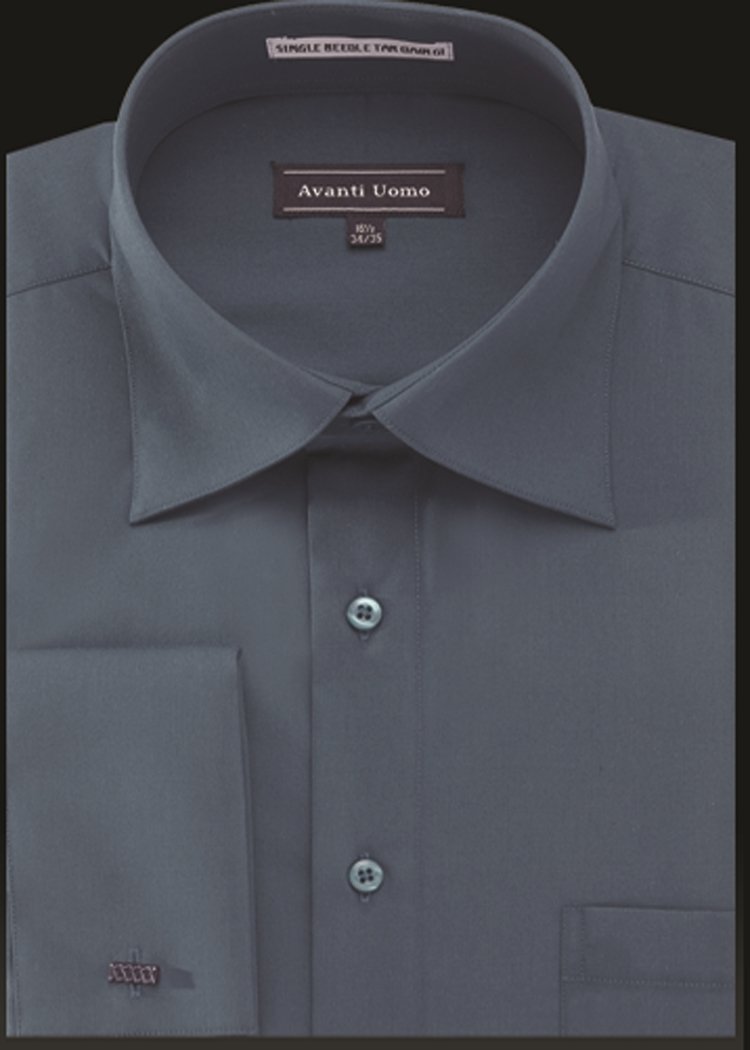 Men's French Cuff Dress Shirt Spread Collar- Steel Blue Men's French Cuff Dress Shirt Spread Collar- Steel Blue