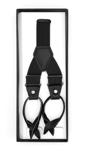 Black Button-End Unisex Suspenders - Ferrecci USA 