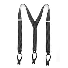 Load image into Gallery viewer, Black with White Diamond Unisex Button End Suspenders - Ferrecci USA 
