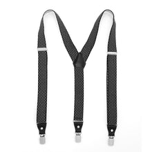 Load image into Gallery viewer, Black with White Diamond Unisex Clip On Suspenders - Ferrecci USA 
