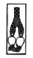 Load image into Gallery viewer, Black with White Dot Unisex Button End Suspenders - Ferrecci USA 
