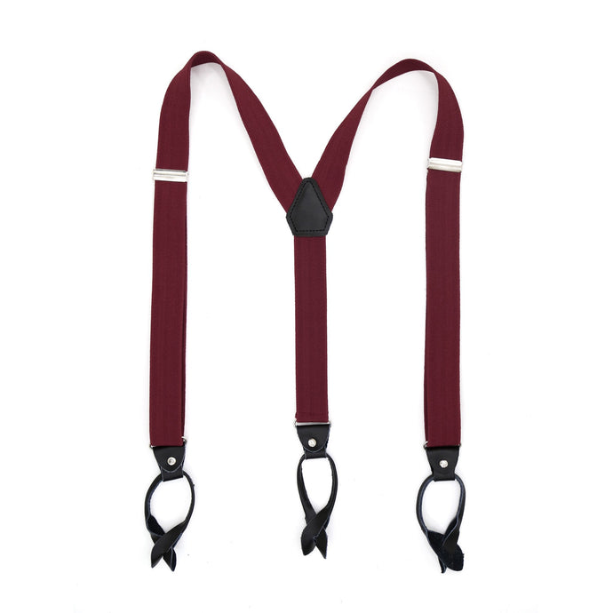 Burgundy Button-End Unisex Suspenders - Ferrecci USA 