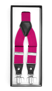 Fuchsia Clip-On Unisex Suspenders - Ferrecci USA 