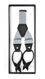 Grey Unisex Button End Suspenders - Ferrecci USA 
