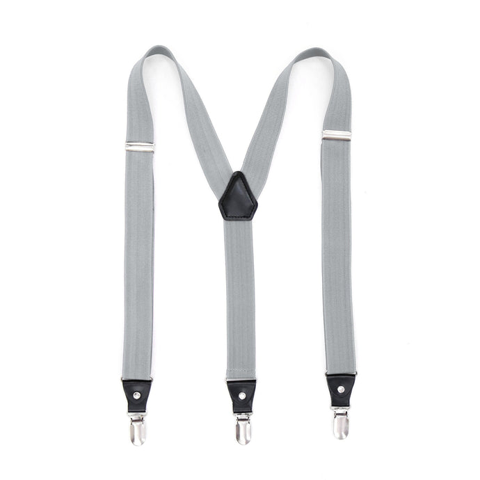 Grey Clip-On Unisex Suspenders - Ferrecci USA 