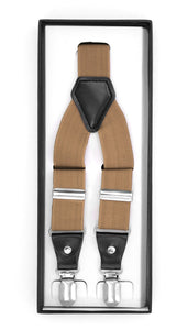 Light Brown Clip-On Unisex Suspenders - Ferrecci USA 