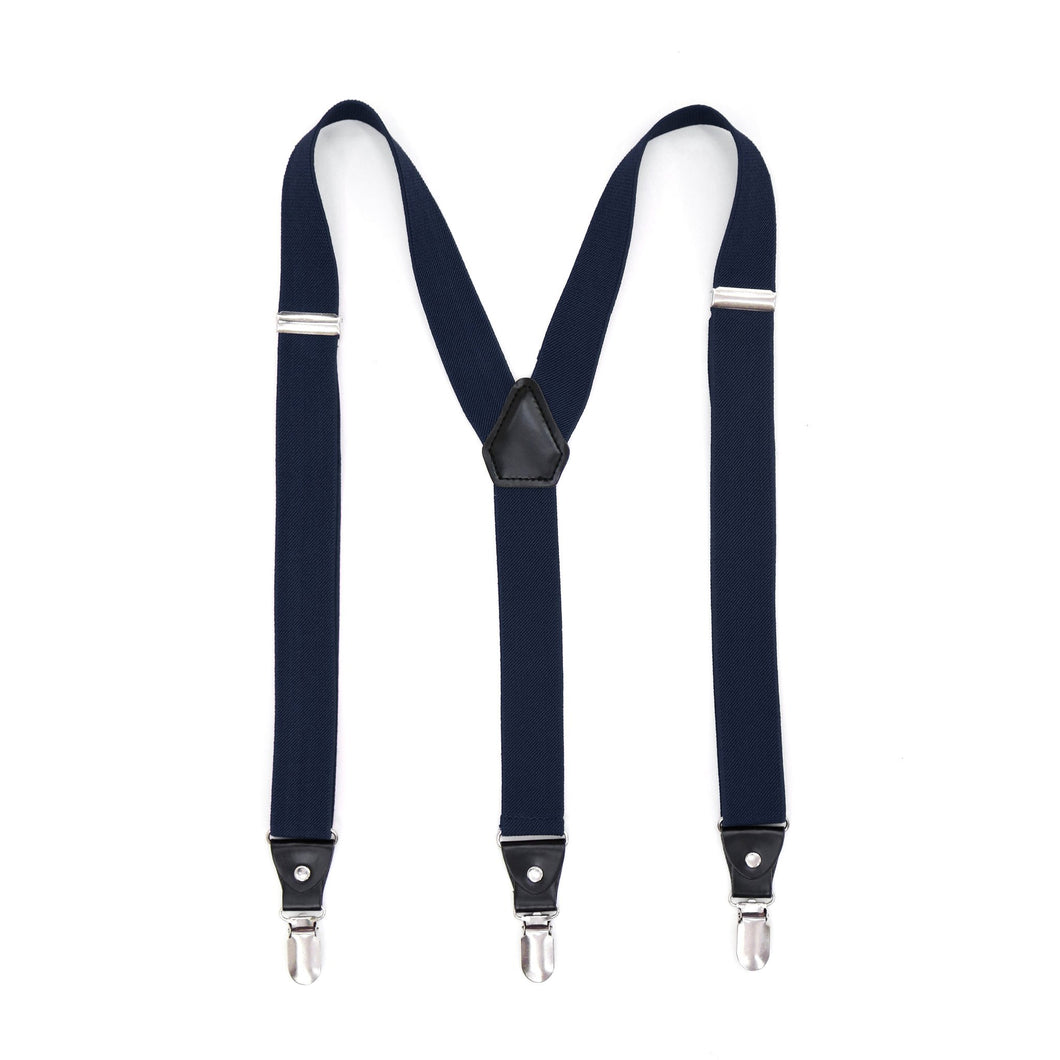 Navy Clip-On Unisex Suspenders - Ferrecci USA 
