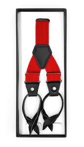 Red Unisex Button End Suspenders - Ferrecci USA 