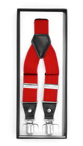 Red Clip-On Unisex Suspenders - Ferrecci USA 