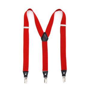 Red Clip-On Unisex Suspenders - Ferrecci USA 