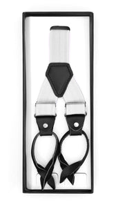 White Unisex Button End Suspenders - Ferrecci USA 