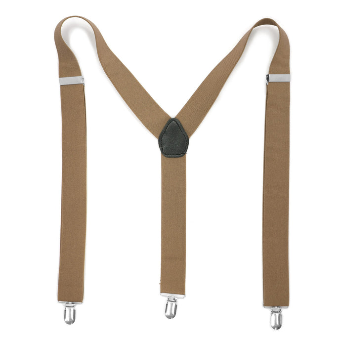 Light Brown Vintage Style Unisex Suspenders - Ferrecci USA 