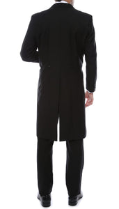 Ferrecci Men’s Regular Fit Peak Lapel Black Tailcoat Tuxedo Set - Ferrecci USA 