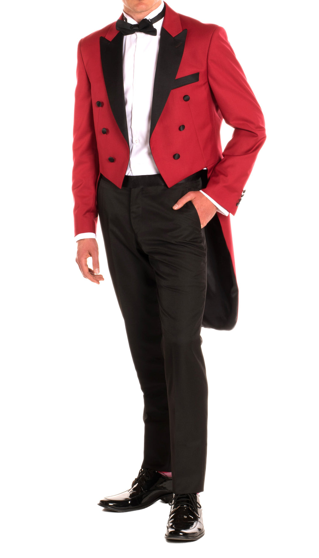 Men's Regular Fit Peak Lapel Red Tailcoat Tuxedo Set - Ferrecci USA 