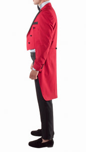 Men's Regular Fit Peak Lapel Red Tailcoat Tuxedo Set - Ferrecci USA 