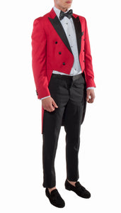 Men's Regular Fit Peak Lapel Red Tailcoat Tuxedo Set - Ferrecci USA 