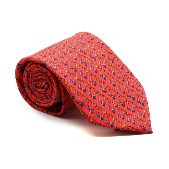 Carriage Driver Red Necktie with Handkerchief Set - Ferrecci USA 