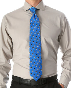 Cow Blue Necktie with Handkerchief Set - Ferrecci USA 