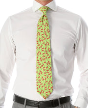 Load image into Gallery viewer, Flamingo Lime Green Necktie with Handkerchief Set - Ferrecci USA 
