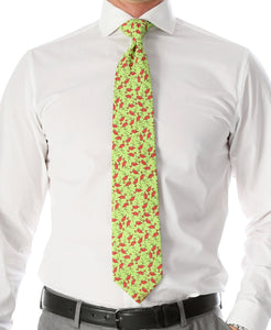 Flamingo Lime Green Necktie with Handkerchief Set - Ferrecci USA 